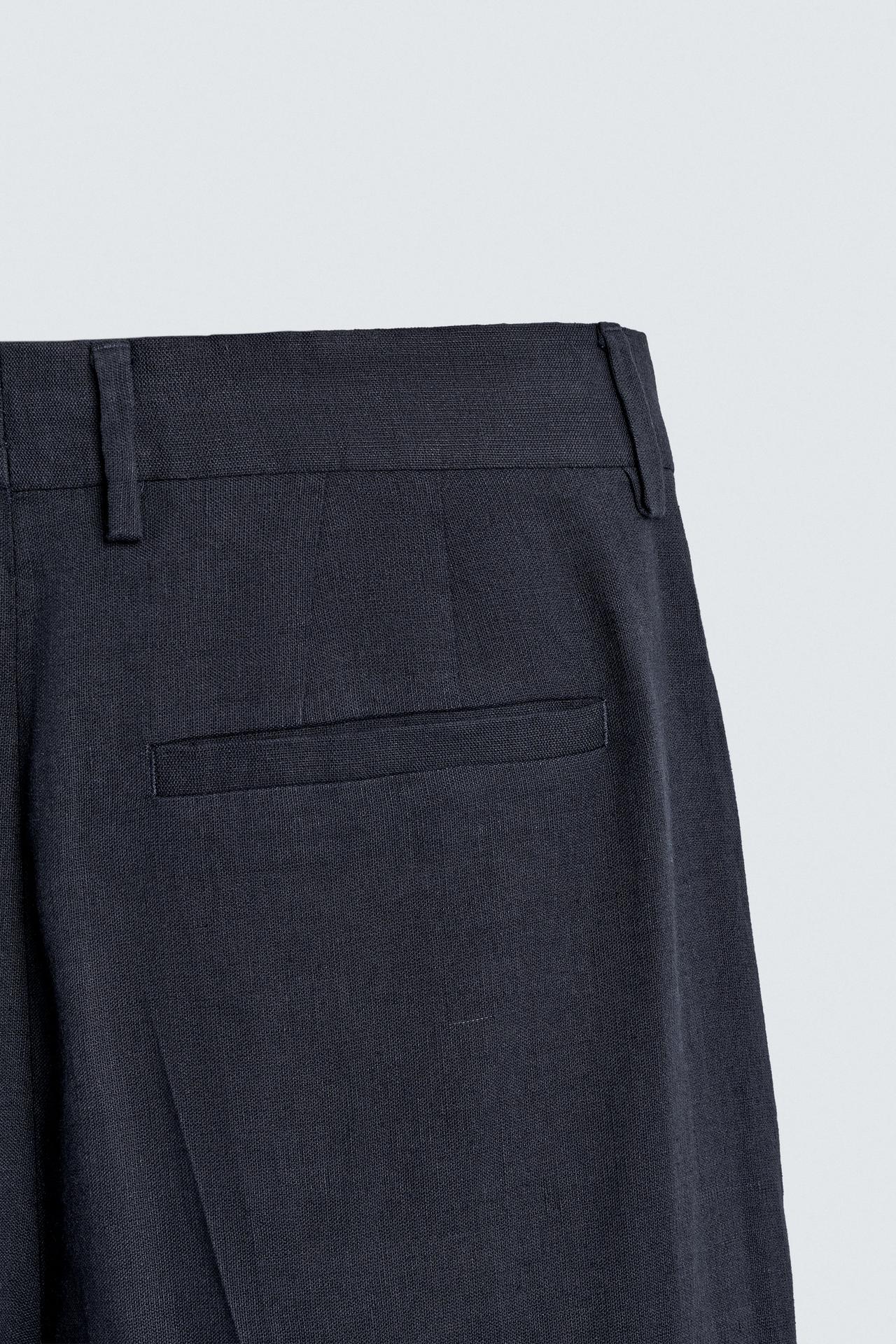 PANTALONI CON PIEGHE LINO-COTONE